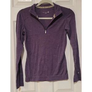 Smartwool Shirt Women’s Purple 1/4 Zip Pullover Merino Base Layer Sz S